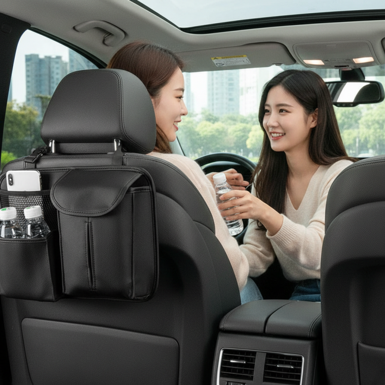차량용 뒷좌석 다기능 수납함 자동차 컵거치대 소품정리포켓