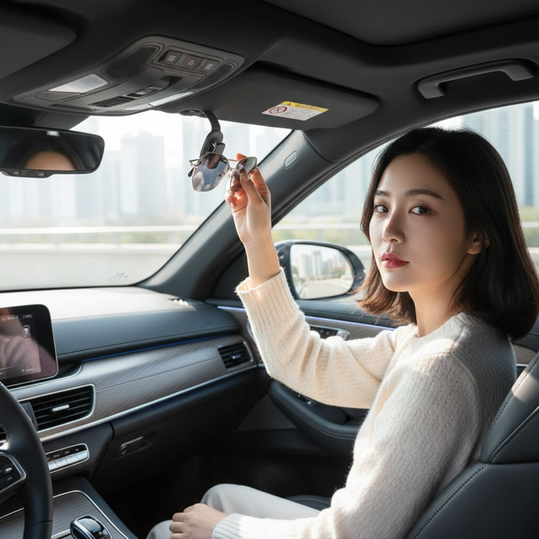 차량용 가죽 선글라스 안경 클립 보관 케이스 걸이함
