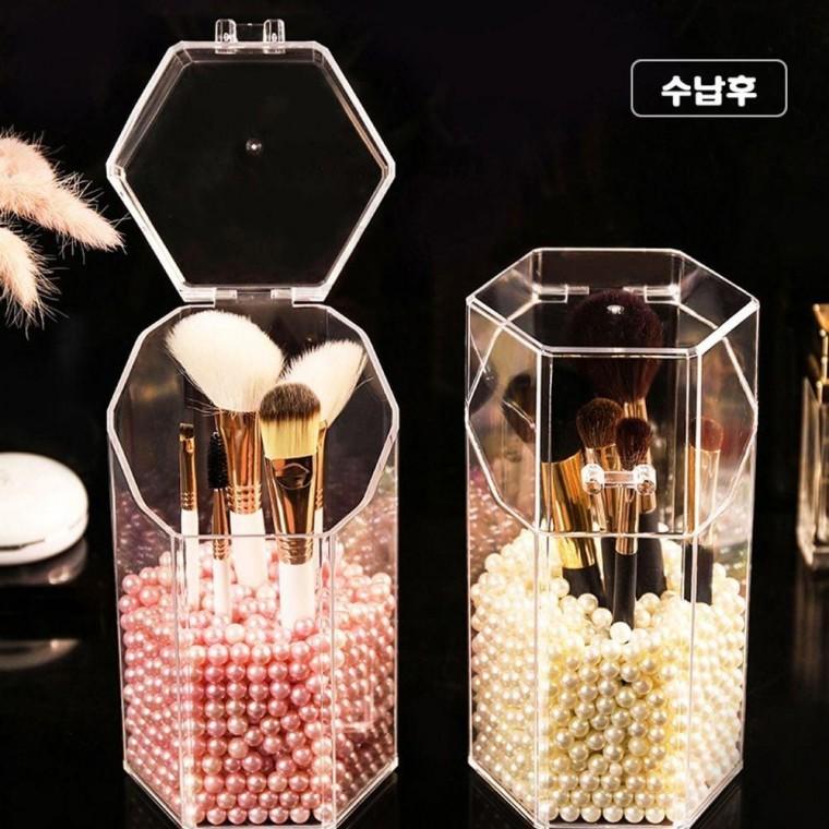 메이크업브러쉬 수납함 아크릴 수납통 덮개