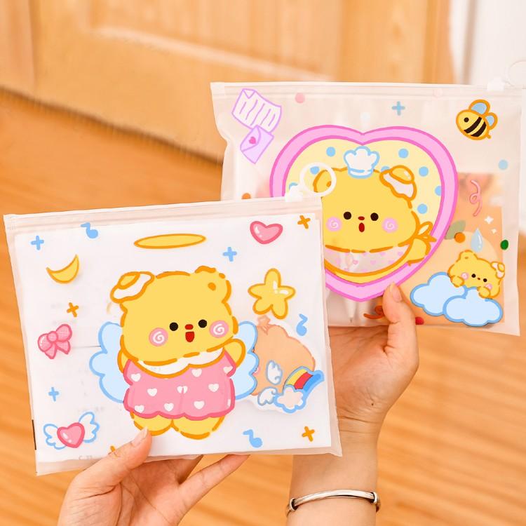 노랑곰돌이 pvc 지퍼백 / 비닐파우치 펜케이스 구디백 세면도구 수납 선물