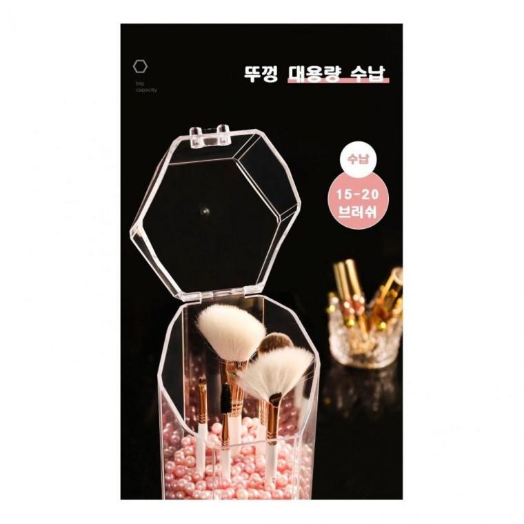 대용량 수납함 뚜껑 브러쉬 덮개 투명 깔끔