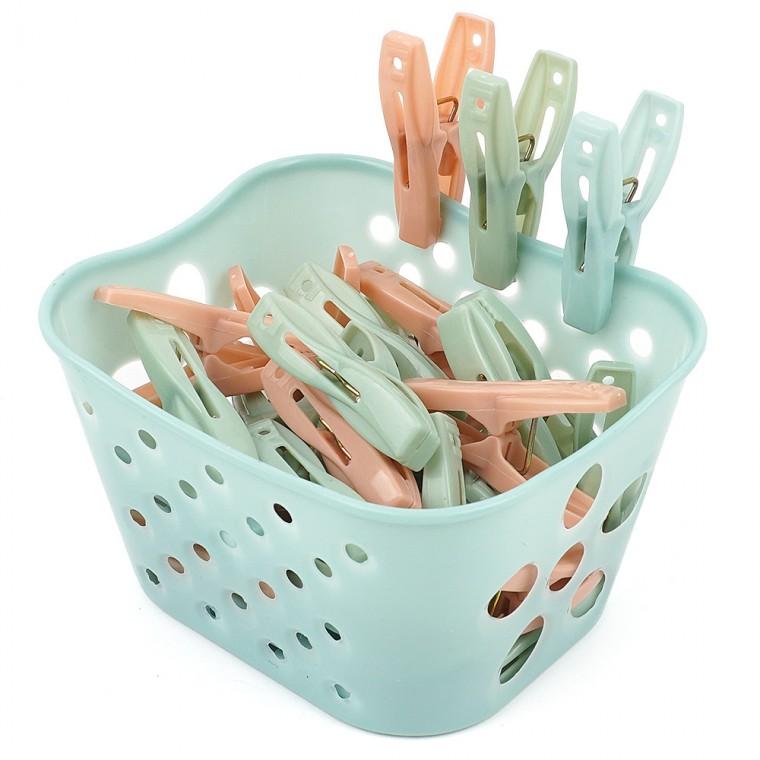 30P 빨래집게 바구니세트 빨래집게 건조집게 건조걸이 빨래집게수납통 양말집게 다용도빨래집게