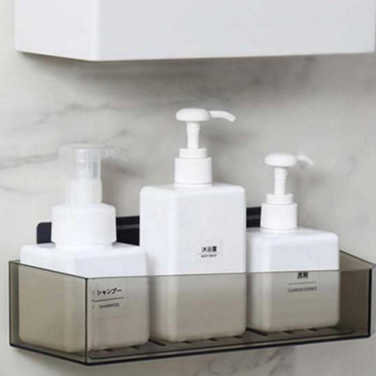 화장실 샴푸 수납 선반 투명 욕실 블랙 무타공 거치대