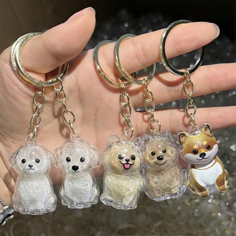 투명 반려동물 털 캡슐 강아지털키링 핸드폰털키링