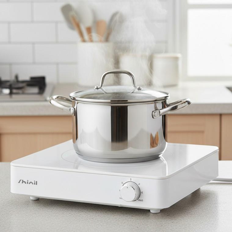 신일WT12CP 1구 인덕션 레인지 화이트 미니 휴대용 6단계 온도