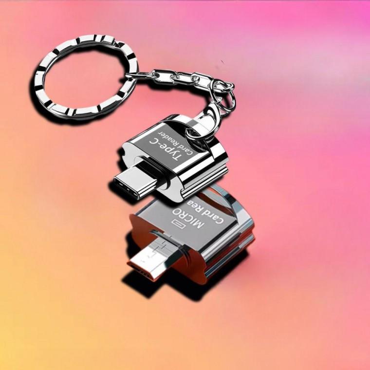 키링고리형 휴대용 SD 카드 리더기 마이크로5핀 C타입