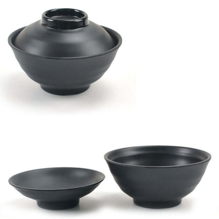 블랙 멜라민 일식 덮밥그릇 뚜껑 밥공기 1p