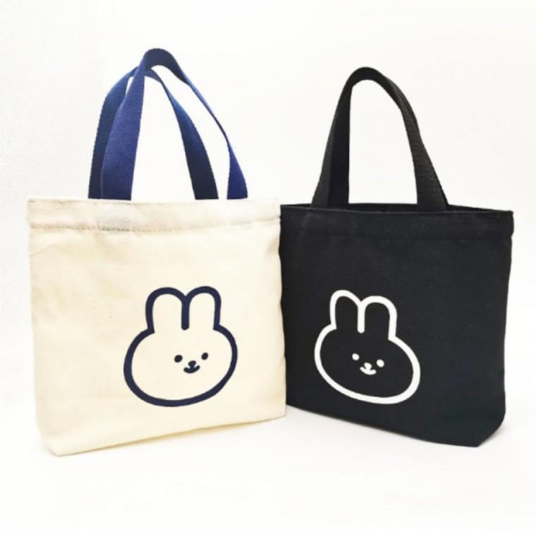 토끼 곰 미니 캔버스 토트백 보조 실내화 런치백 가방