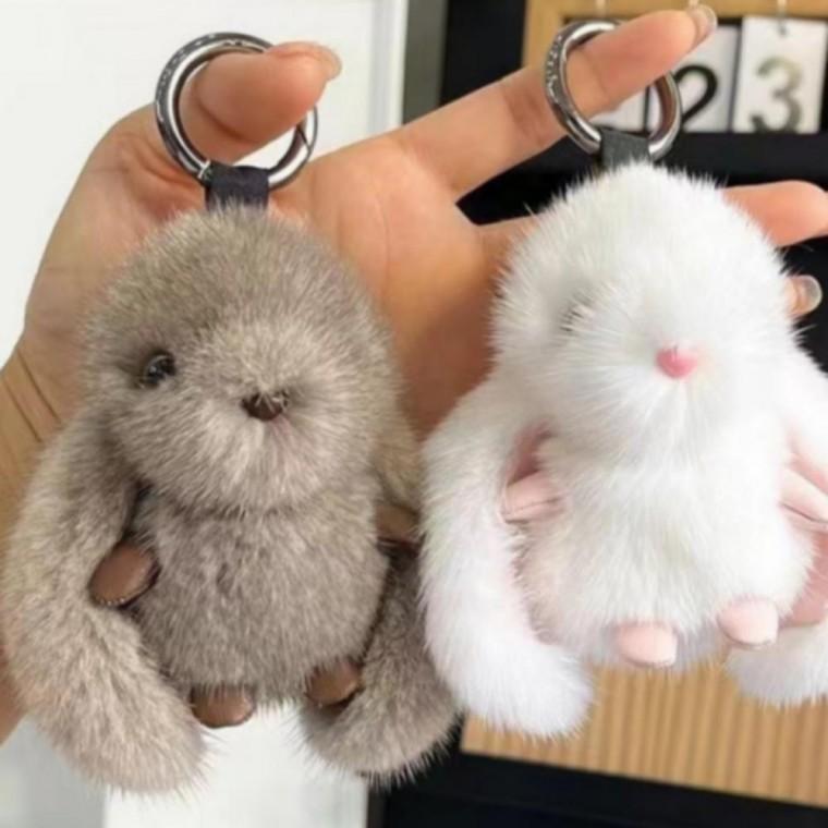 자동차 인평 토끼 키링 폼폼이 털 키홀더 가방 차키 인형키링
