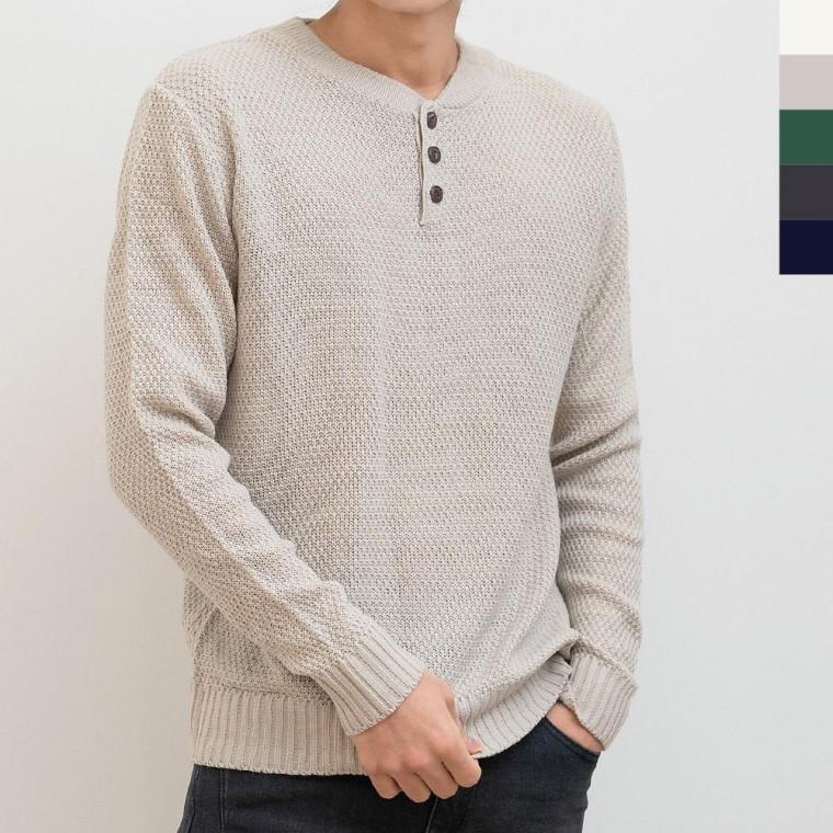 2LCHE 1005 남자헨리넥니트티 지큐 베스트 봄가을가디건 브이넥가디건 남성 흐 스웨터 별 가디건 도트 니트