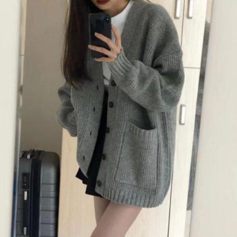 도톰 브이넥 롱가디건 봄 가을 아우터 가디건