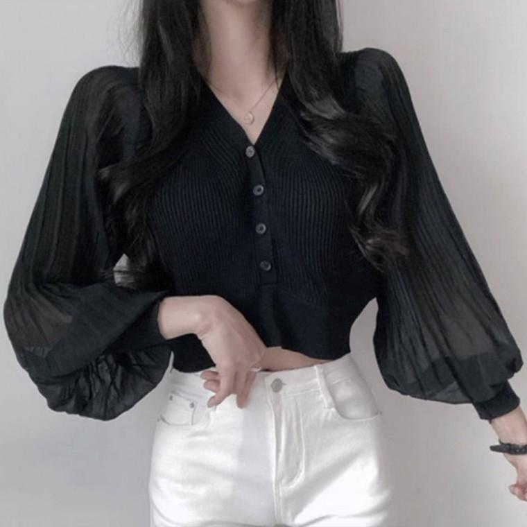 HL] 니트가디건 니트티 블라우스 브이넥 가디건