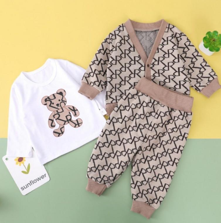 브라운 아동 고급 간절기 티셔츠 바지 가디건 3종 세트
