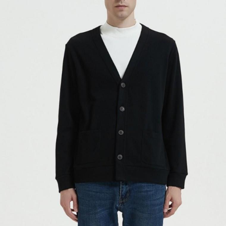남성 오버핏 베이직 니트 스웨터 브이넥 긴팔 가디건