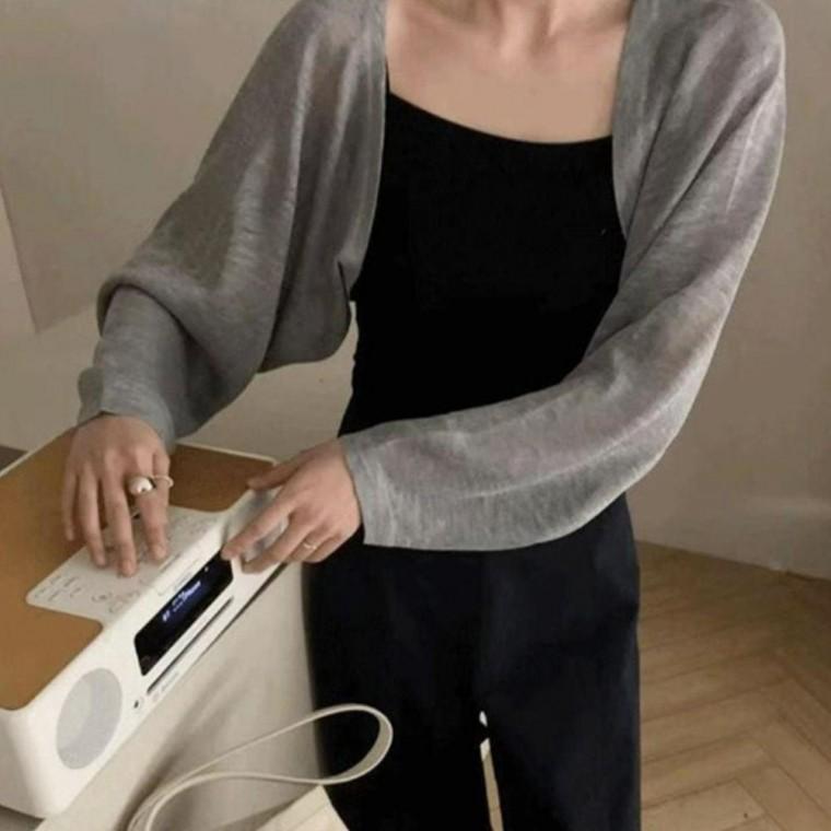 시스루 얇은 긴팔 볼레로 니트 가디건