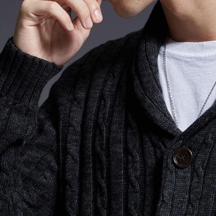 남성 숄카라 니트 가디건 베이직 꽈배기 코트