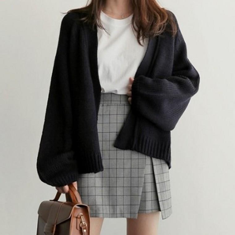 여자 오픈 니트 가디건 간절기 데일리룩