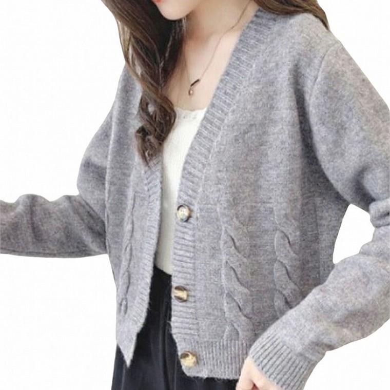 여자 크롭핏 니트 가디건 데일리 겉옷