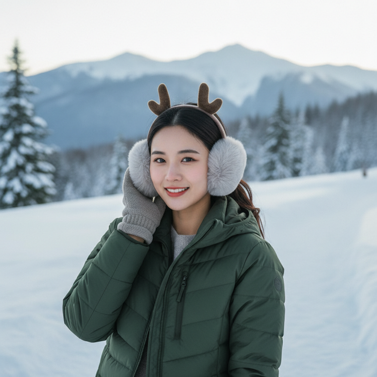 귀여운 방한 캠핑 등산 겨울용 보온 이어커버