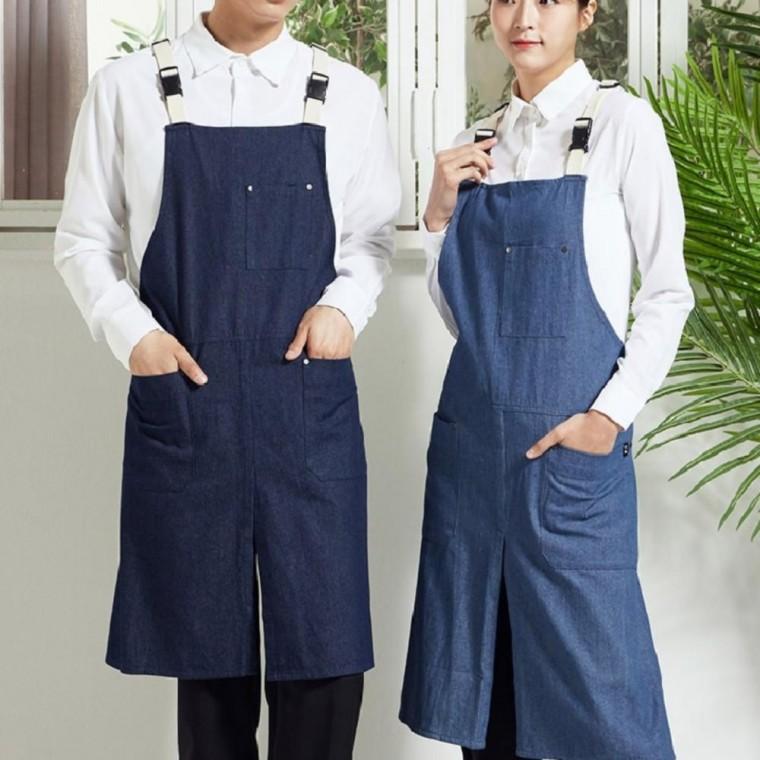3색 1개 데님 작업용 H형 앞치마 캠핑 버클앞치마 교사 작업 공방 목공 주머니 카페