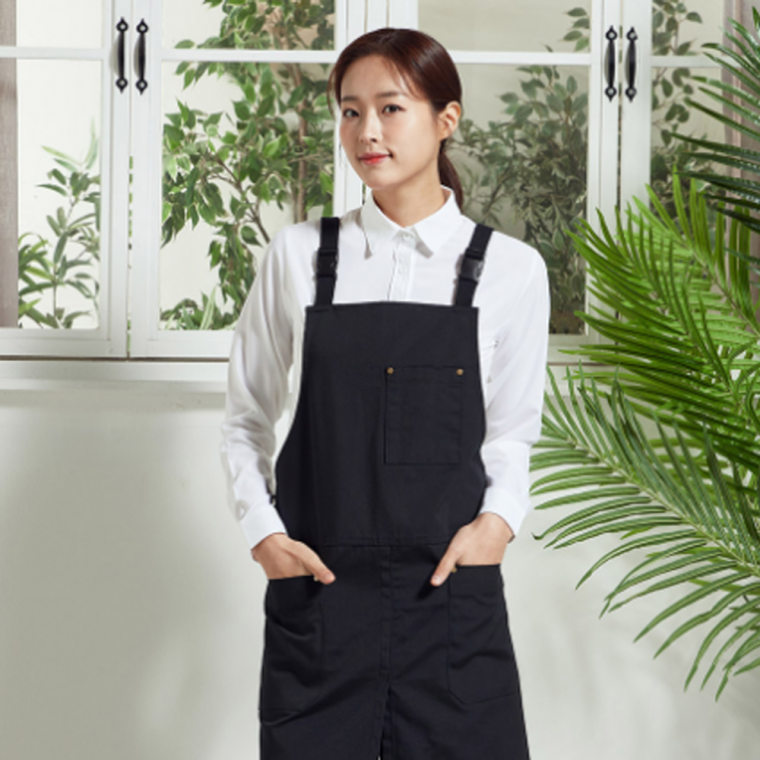 블랙 구김적은 작업용 H형 앞치마 캠핑 버클앞치마 작업 공방 목공 주머니 카페