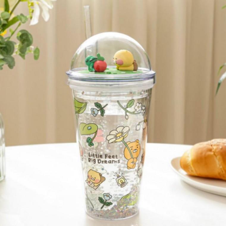 1P 빨대 스포츠물병 물통 초등 사무실 피규어 중등 캠핑 450ml 카카오프렌즈 돔형 텀블러