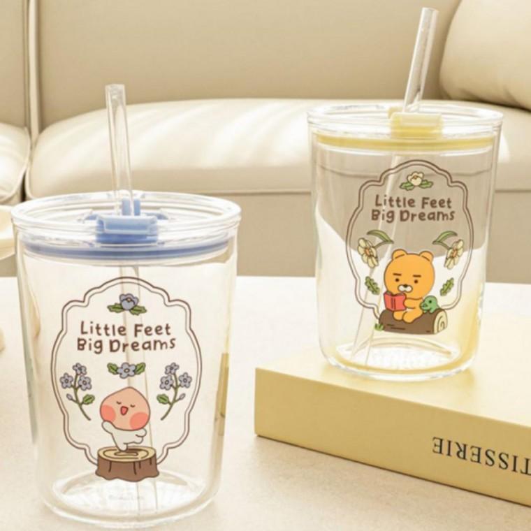 캠핑 예쁜 중등 유리 스포츠물병 1P 500ml 초등 텀블러 사무실 빨대 빨대컵 카카오프렌즈