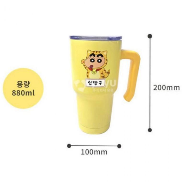 캠핑 물통 짱구 880ml 손잡이 뚜껑 중등 텀블러 물병 사무실 스텐 1P 초등 스포츠물병