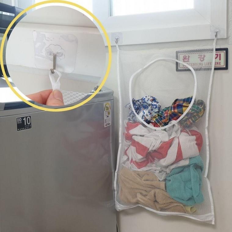 벽부착 걸이형 세탁물 빨래 바구니 벽걸이 슬림 틈새 캠핑