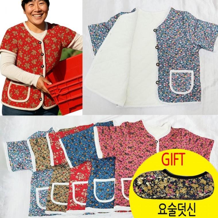 촌티 발열덧신선물 꽃무늬 반팔조끼 할머니 김장조끼 캠핑조끼 겨울조끼