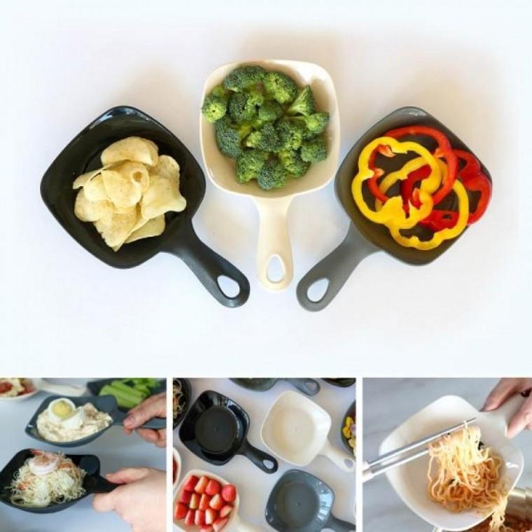 니본 팬 쿠프 사각 앞접시1P-손잡이접시 캠핑접시 손잡이앞접시 간식 플레이트 반찬접시