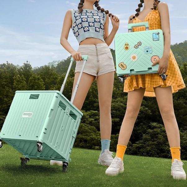 캐리어 폴딩 쇼핑카트 접이식 장바구니 핸드카트 손수레 360도 실용적인