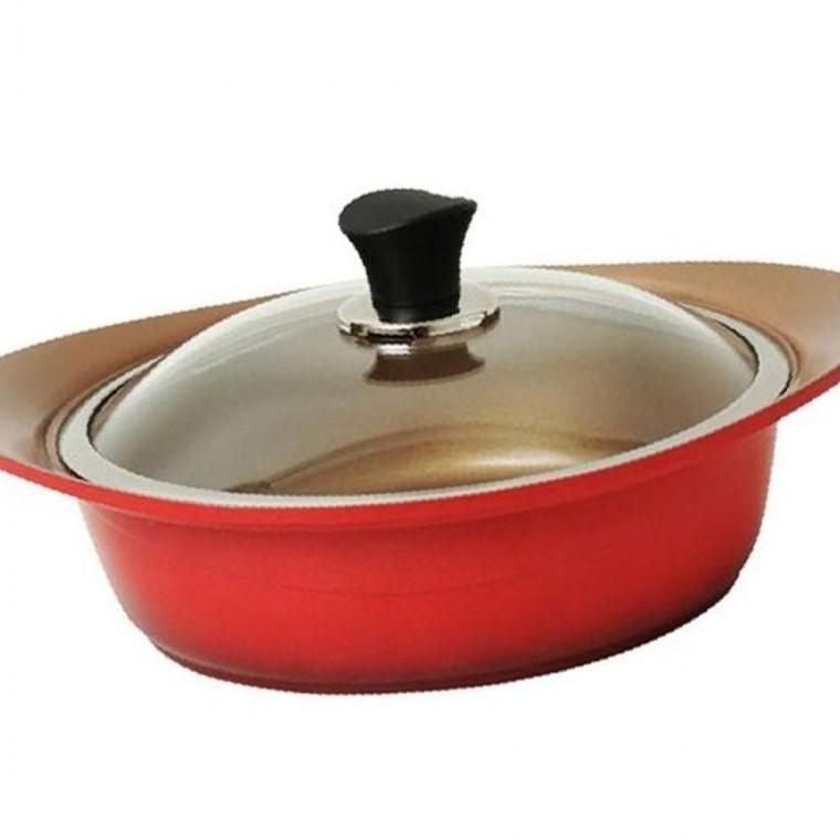 세라믹냄비 24cm 인덕션 전골 코팅 빨강 양손 냄비