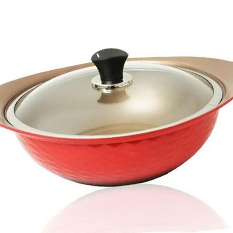 퀸 세라믹 파티웍 28cm 1P 인덕션겸용 찜기 냄비