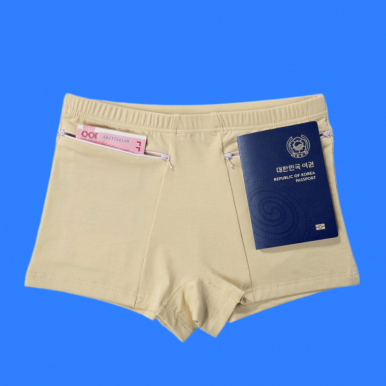 여행용 여권 포켓달린 지퍼팬티 유럽여행 소매치기방지 사각 팬티 도난방지
