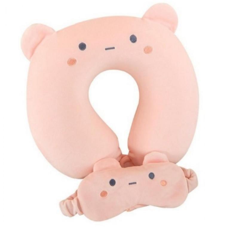 여행용 귀여운 고양이 목쿠션 목베개 안대 사무실 낮잠용