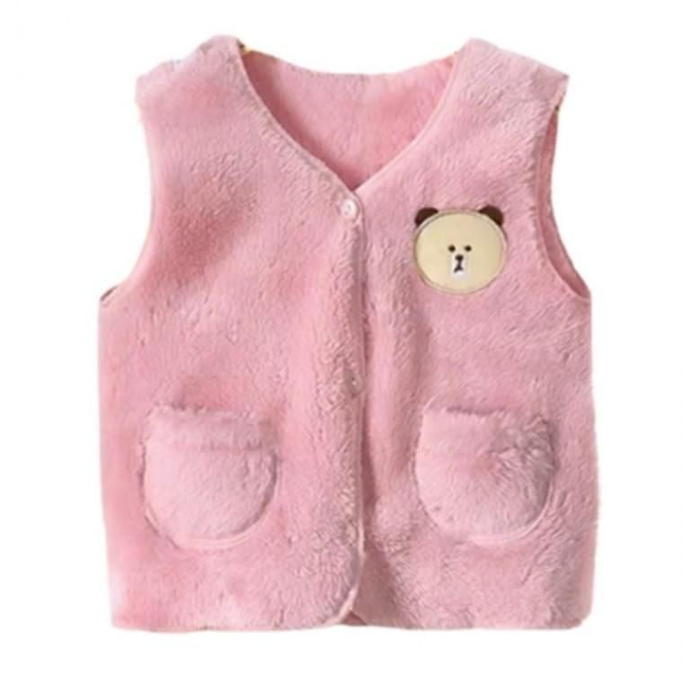 [FWP] 키즈조끼 유아 아동 아기 털 단색베어 심플 퍼 수면조끼