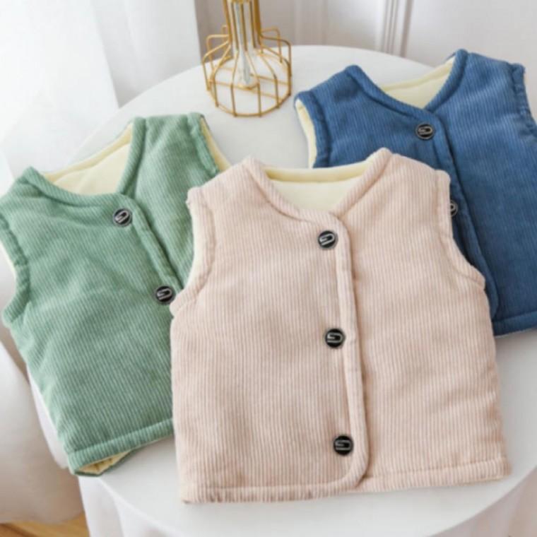 유아 코듀로이 아동 겨울 플리스 베스트 후리스 조끼