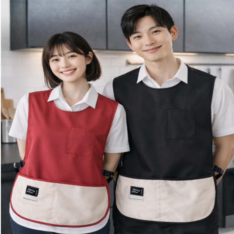 핸드타올 앞치마 방수 카페 어린이집 주방 미용실 조끼 버클형