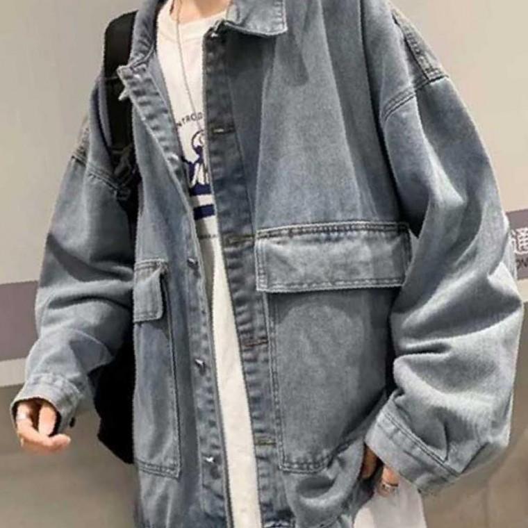 대학생 핏 룩 캠퍼스 데님 청 간절기 오버 자켓 남자