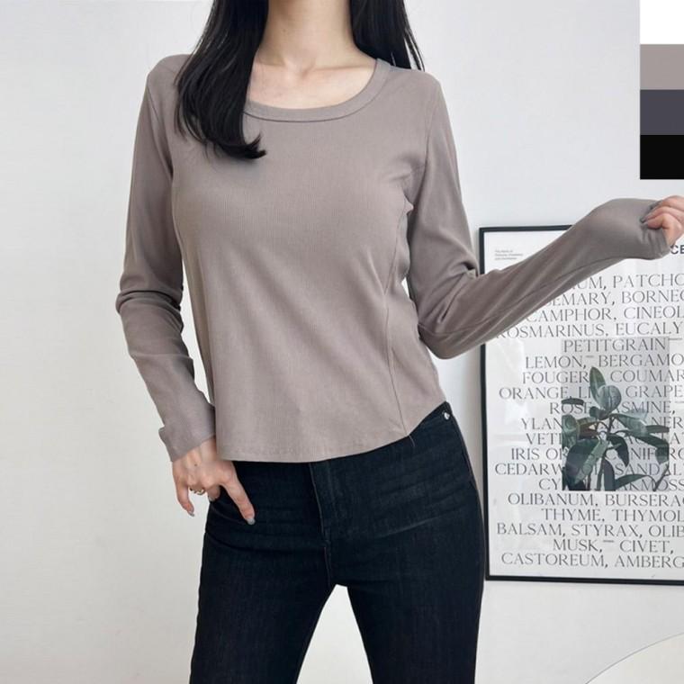 GSS ET601 여자 슬림 라인 긴팔 스퀘어넥 티숙 데일리 여성 간절기 나시 쭉티 S 라운드티숙 사이즈 산 티숙