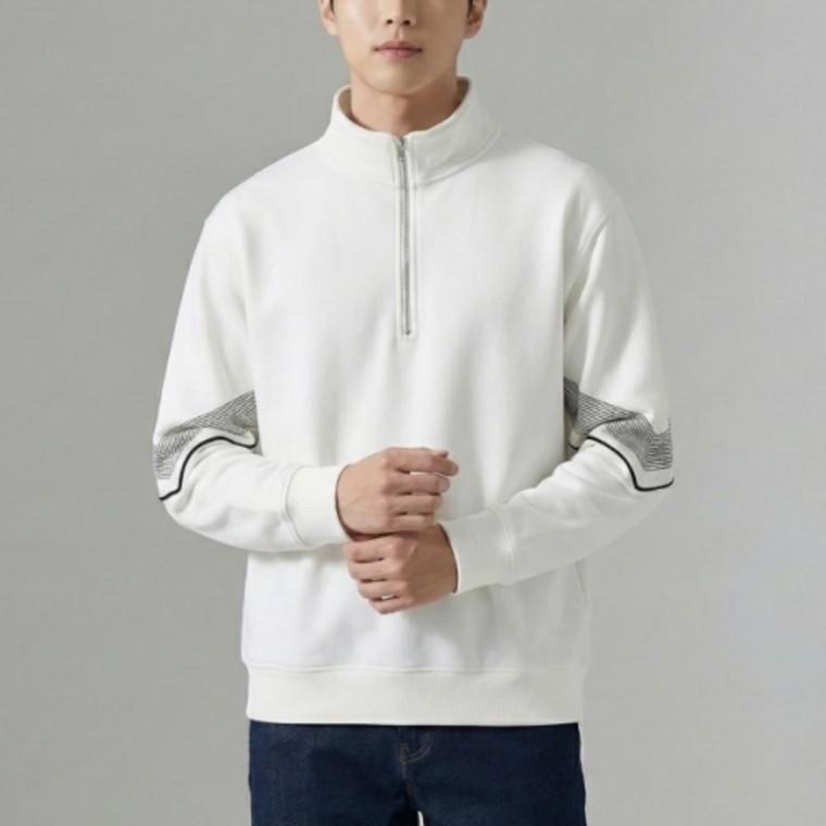 남성 간절기 오버핏 반집업 하프집업 카라 맨투맨 티셔츠