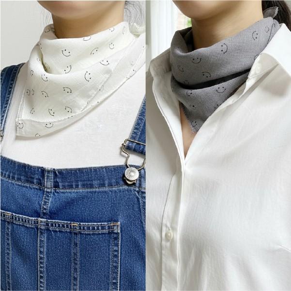 [이거찜] 컬러 포인트 사각 스마일 스카프 패션 아이템 여름 머리띠 등산 손수건