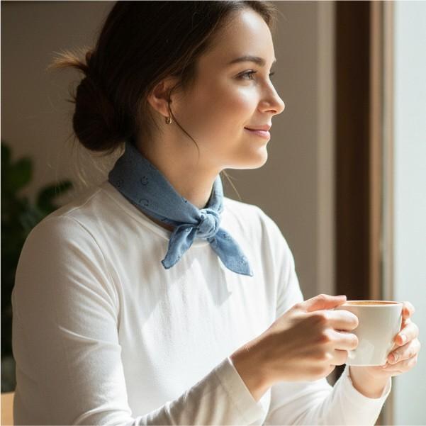 [덥석덥석] 여성 사각스마일 패턴 스카프 코디 포인트 스카프여름 머리띠 등산 손수건