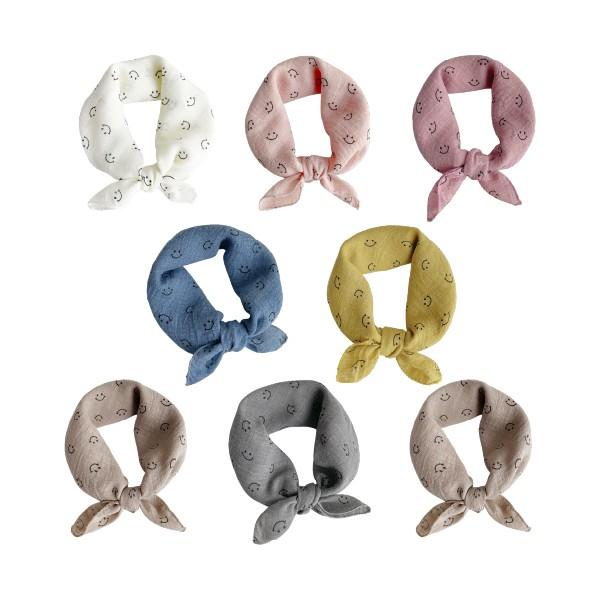 [이거찜] 사각 스마일 스카프 여성 쁘띠 패턴 포인트 아이템 여름 머리띠 등산 손수건