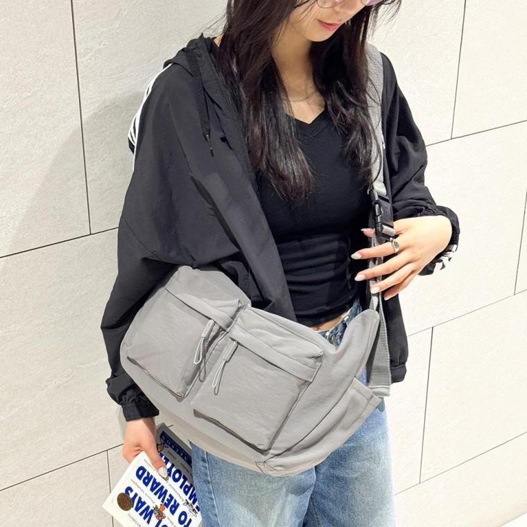 투포켓 빅사이즈 기저귀 가방 가벼운 나일론 크로스백
