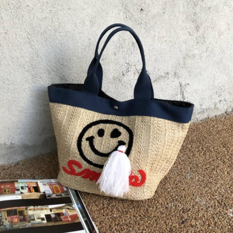 HL] 토트백 스마일 테슬 라탄 손가방 크로스백 핸드백