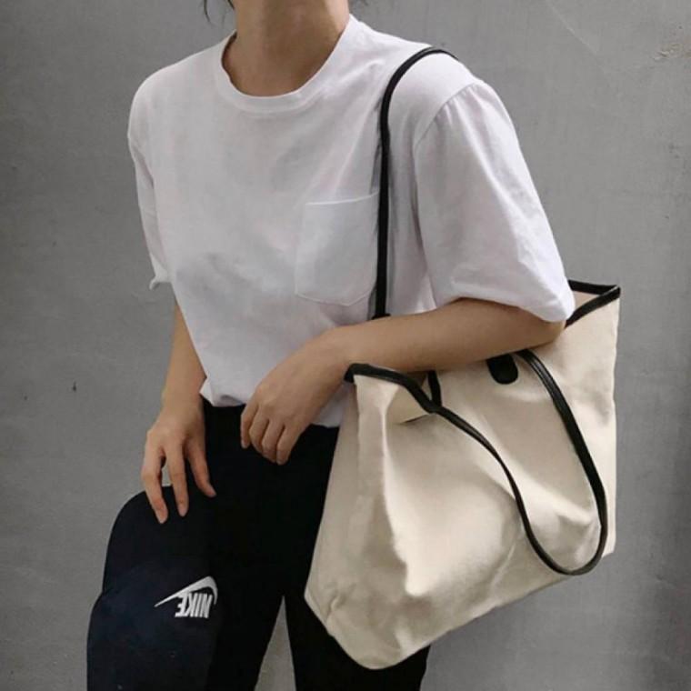 HL] 숄더백 캔버스 가죽 라인 에코 백팩 크로스백