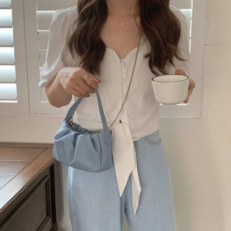 HL] 토트백 크로스백 미니 셔링 주름 손가방 캔버스백