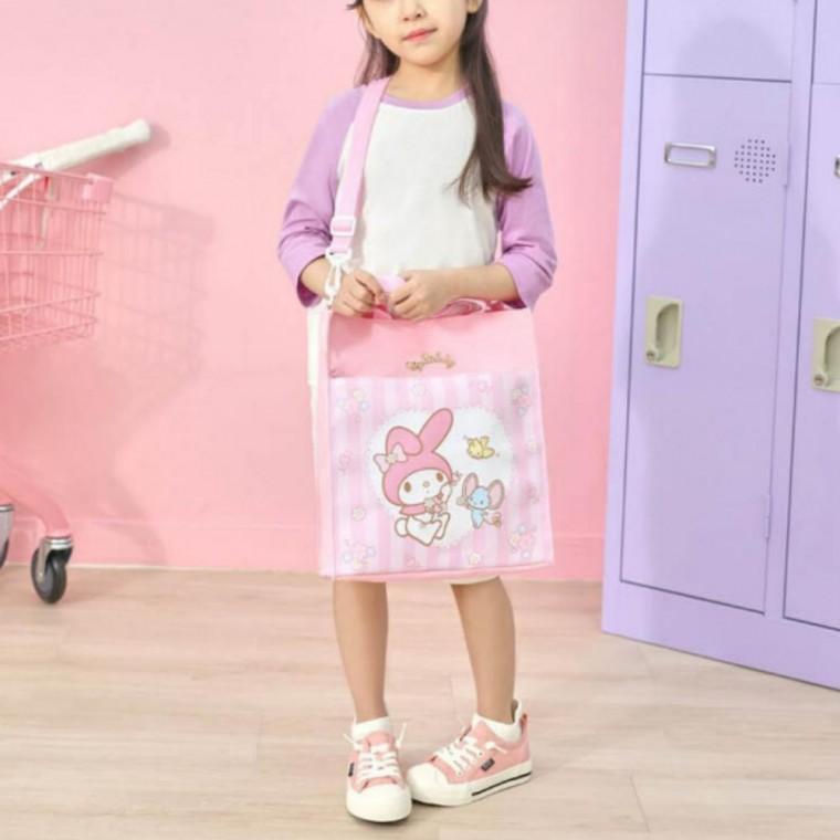 초등 학생 학원가방 마이멜로디 사각 손잡이 보조 가방 크로스백 신발주머니